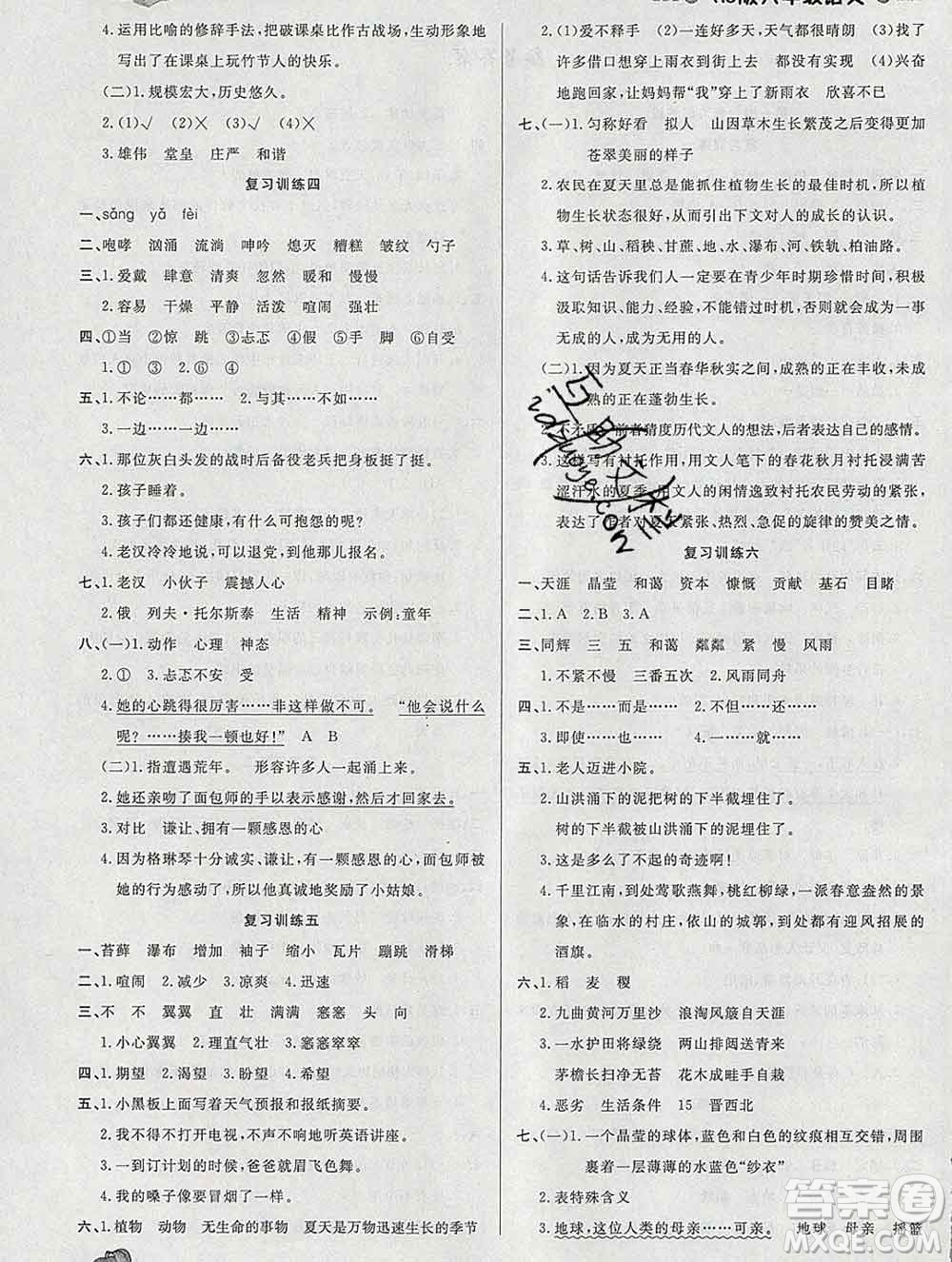 2020年品至教育假期復(fù)習(xí)計劃寒假銜接六年級語文人教版答案