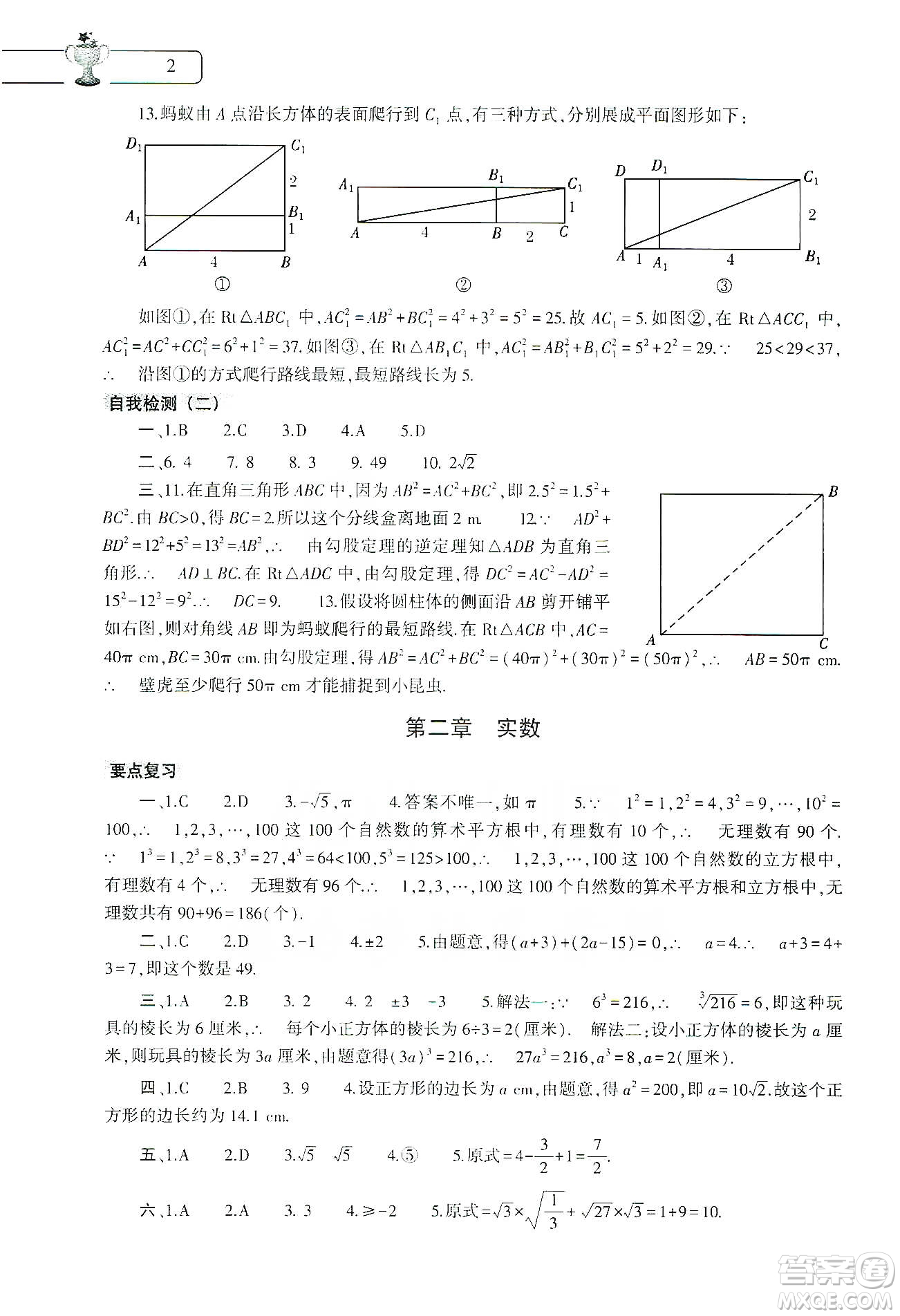 大象出版社2020數學寒假作業(yè)本八年級北師大版答案