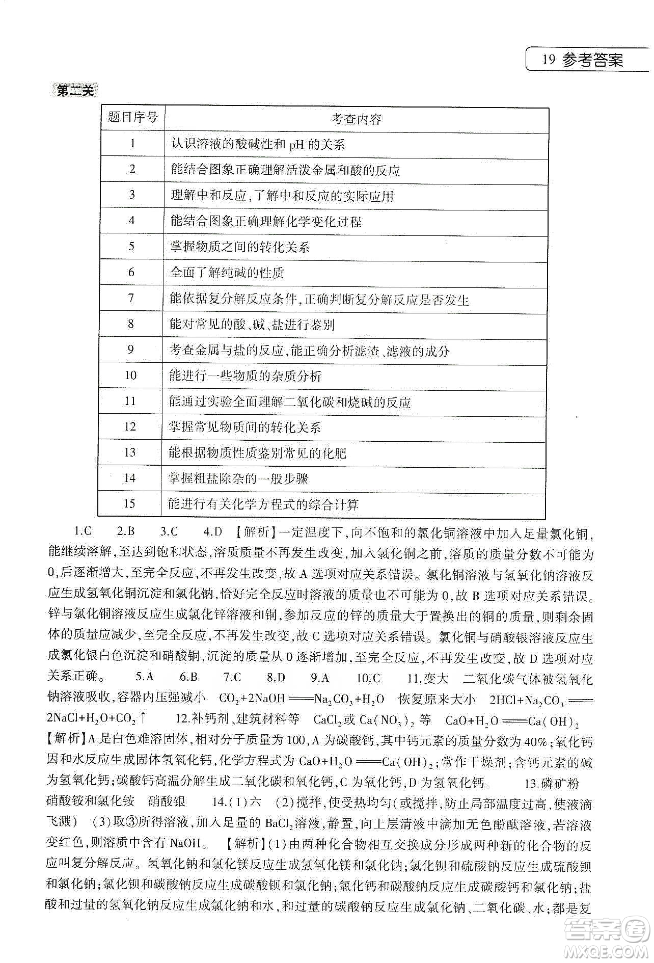 大象出版社2020化學(xué)寒假作業(yè)本九年級(jí)通用版答案