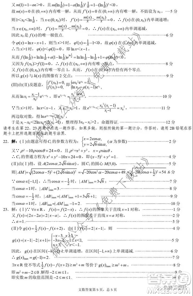 2020年茂名市高三級第一次綜合測試文科數學試題及答案