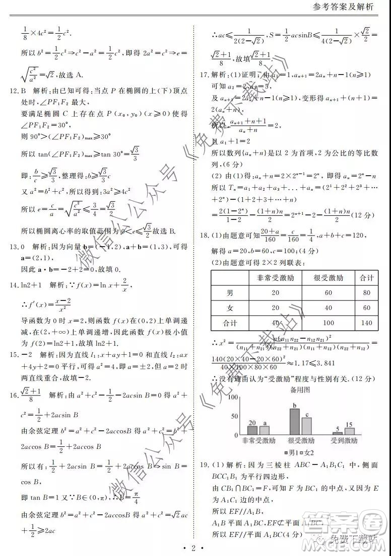 博雅聞道2019-2020年度第一次高中聯(lián)合質(zhì)量測評文數(shù)試題及答案