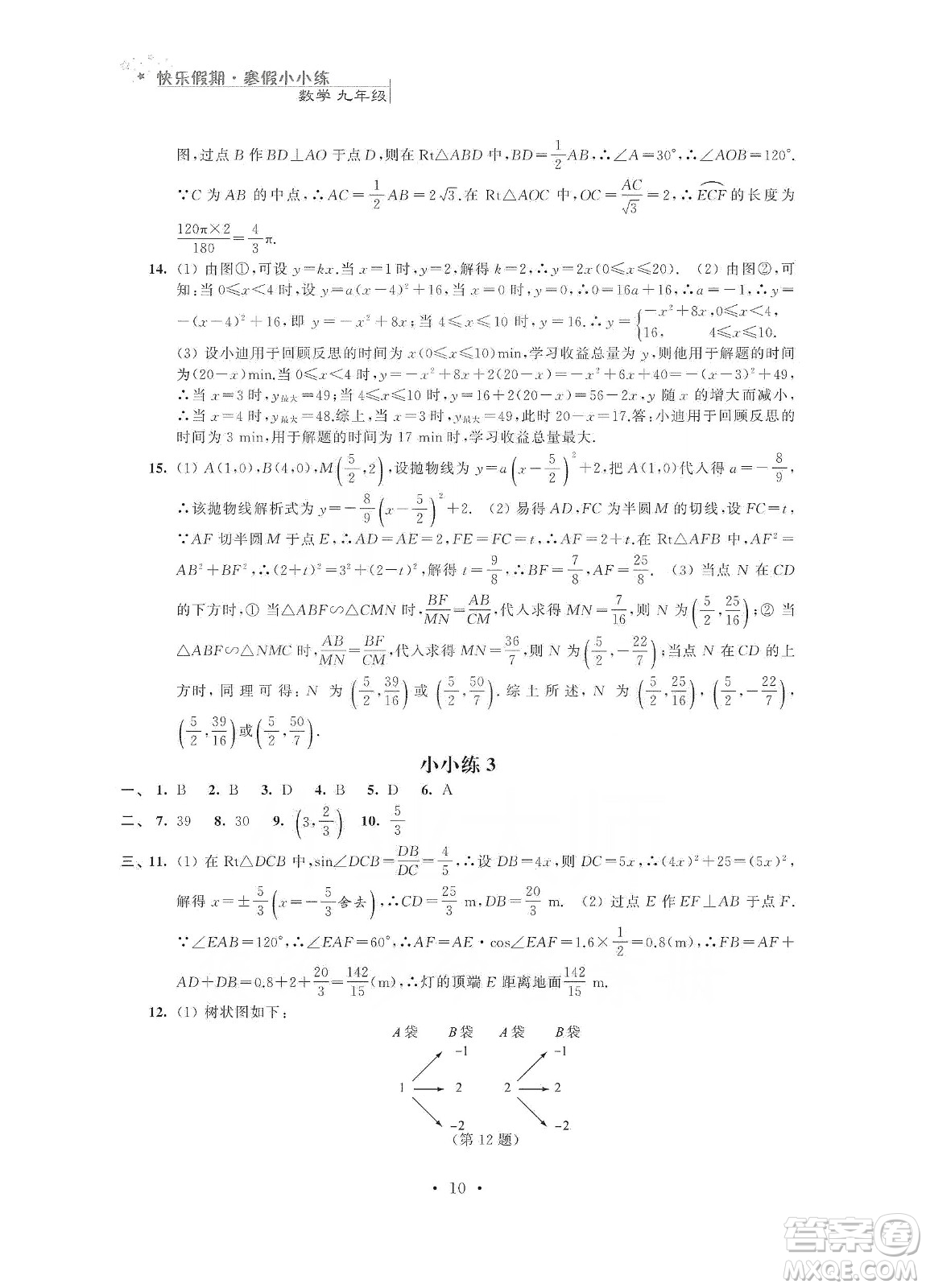 江蘇鳳凰科學(xué)技術(shù)出版社2020快樂假期寒假小小練九年級語文數(shù)學(xué)英語物理化學(xué)合訂本答案