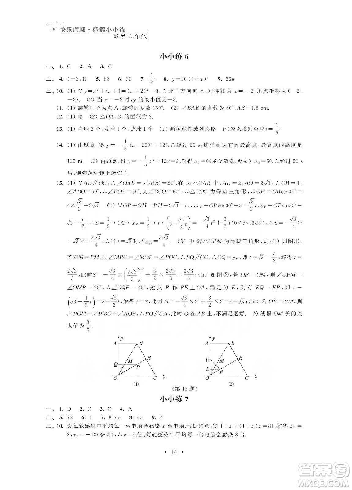 江蘇鳳凰科學(xué)技術(shù)出版社2020快樂假期寒假小小練九年級語文數(shù)學(xué)英語物理化學(xué)合訂本答案
