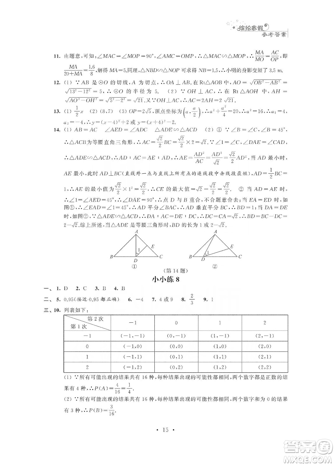 江蘇鳳凰科學(xué)技術(shù)出版社2020快樂假期寒假小小練九年級語文數(shù)學(xué)英語物理化學(xué)合訂本答案