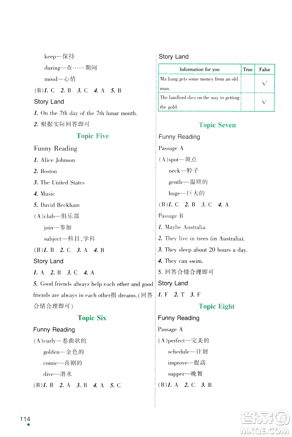 遼寧師范大學(xué)出版社2020年3年級起點寒假樂園六年級英語遼師版參考答案