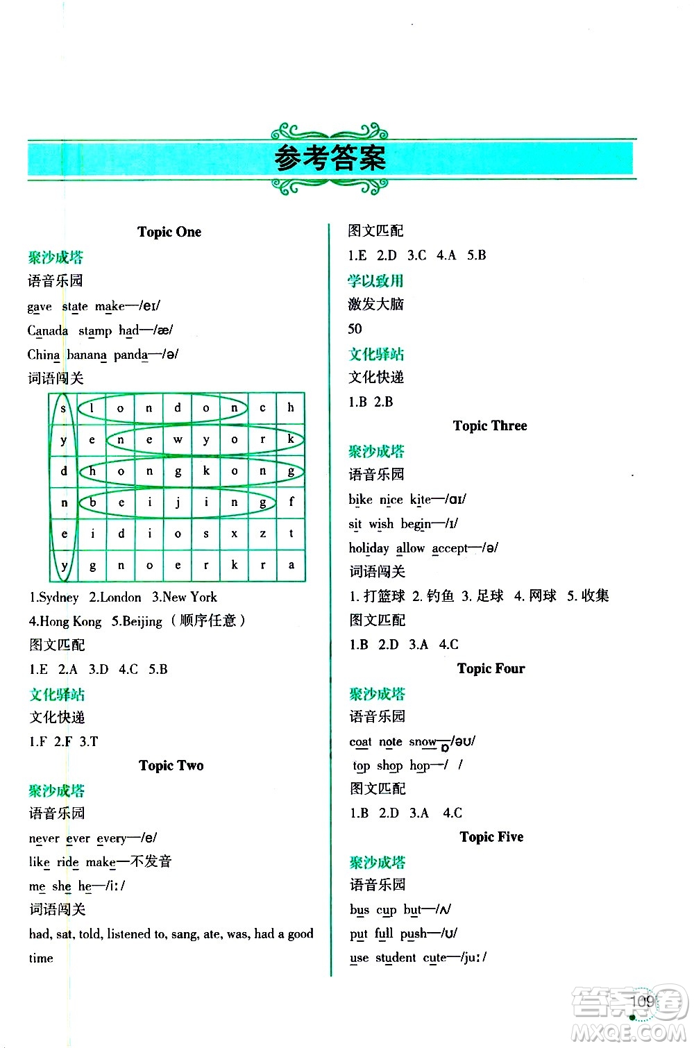 遼寧師范大學出版社2020年1年級起點寒假樂園六年級英語最新版參考答案