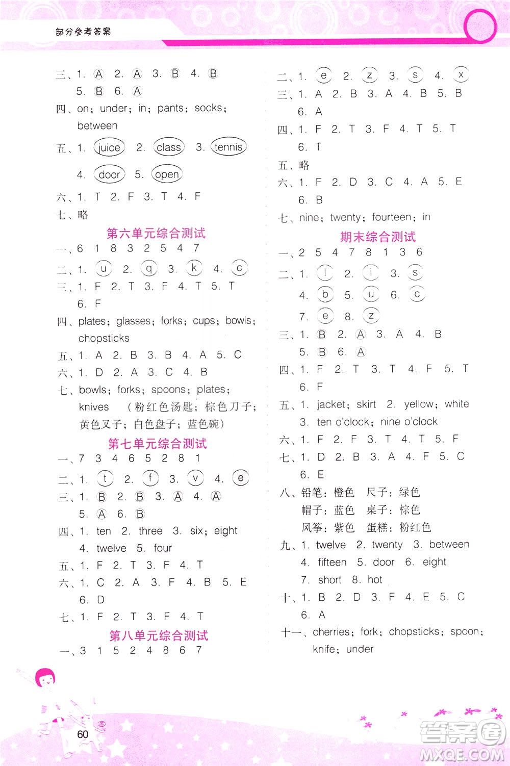 2020年新課程學習輔導英語三年級下冊廣東人民版參考答案