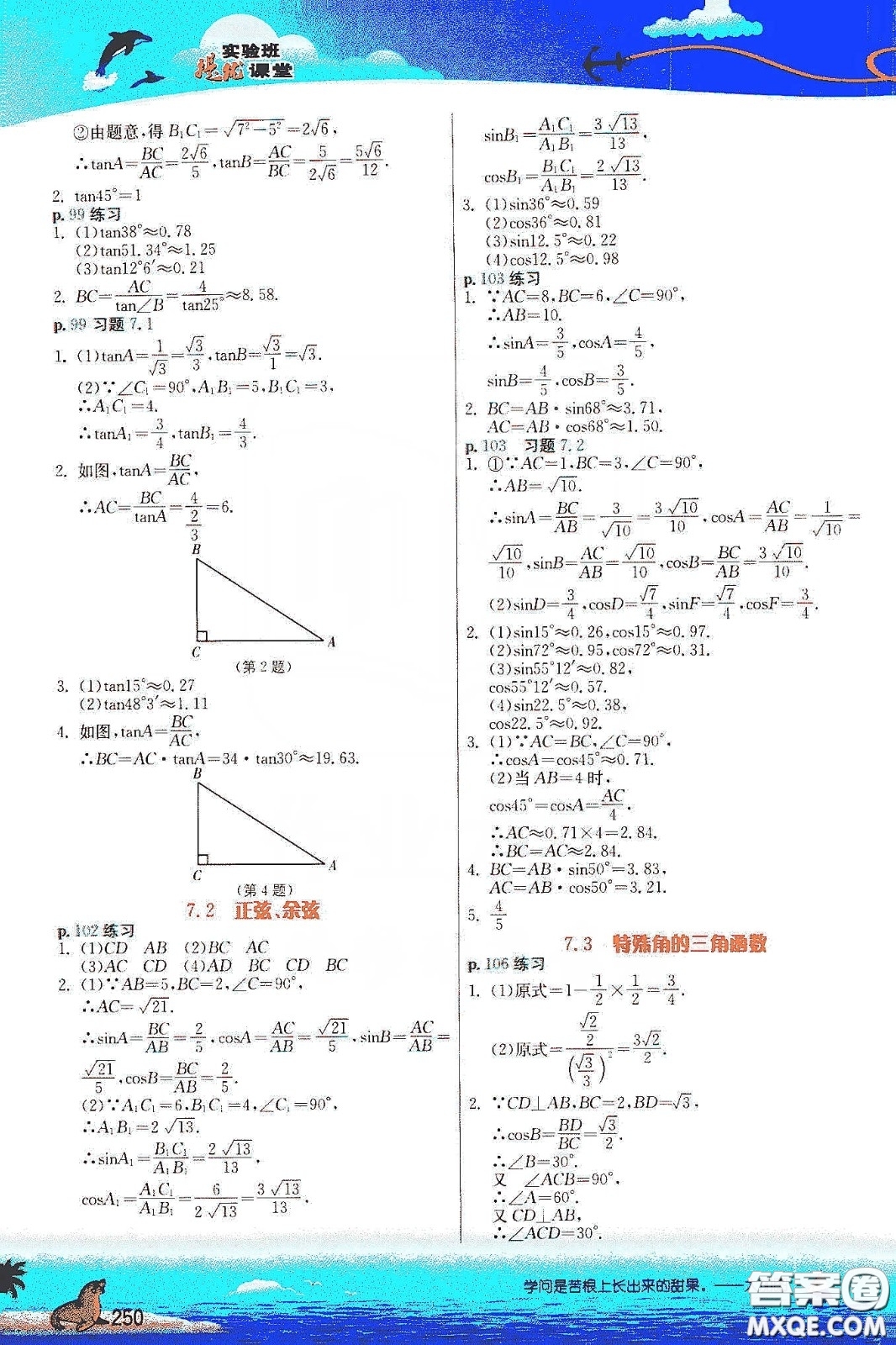2020九年級數(shù)學課本下冊蘇科版答案