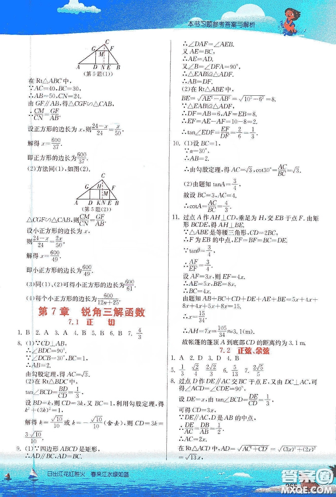 江蘇人民出版社2020實驗班提優(yōu)課堂九年級數(shù)學(xué)下冊江蘇科教版答案