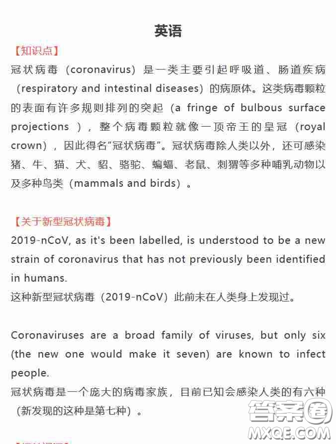 新型冠狀病毒英語怎么說 新型冠狀病毒英語翻譯