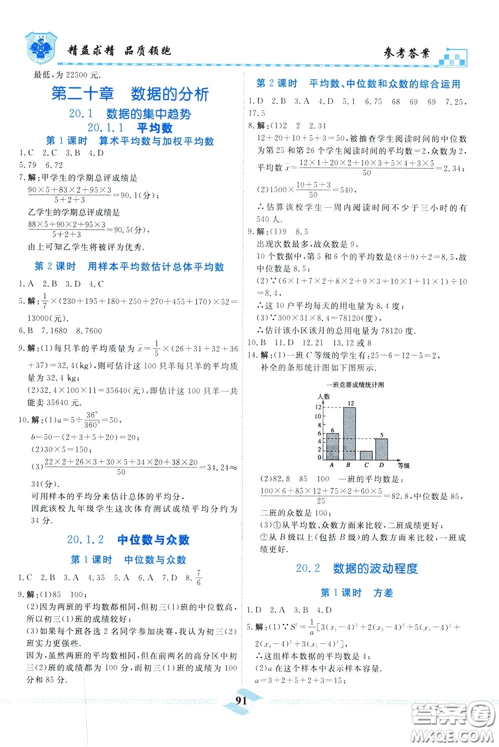 天津人民出版社2020年一飛沖天課時作業(yè)八年級下冊數(shù)學(xué)隨堂練參考答案