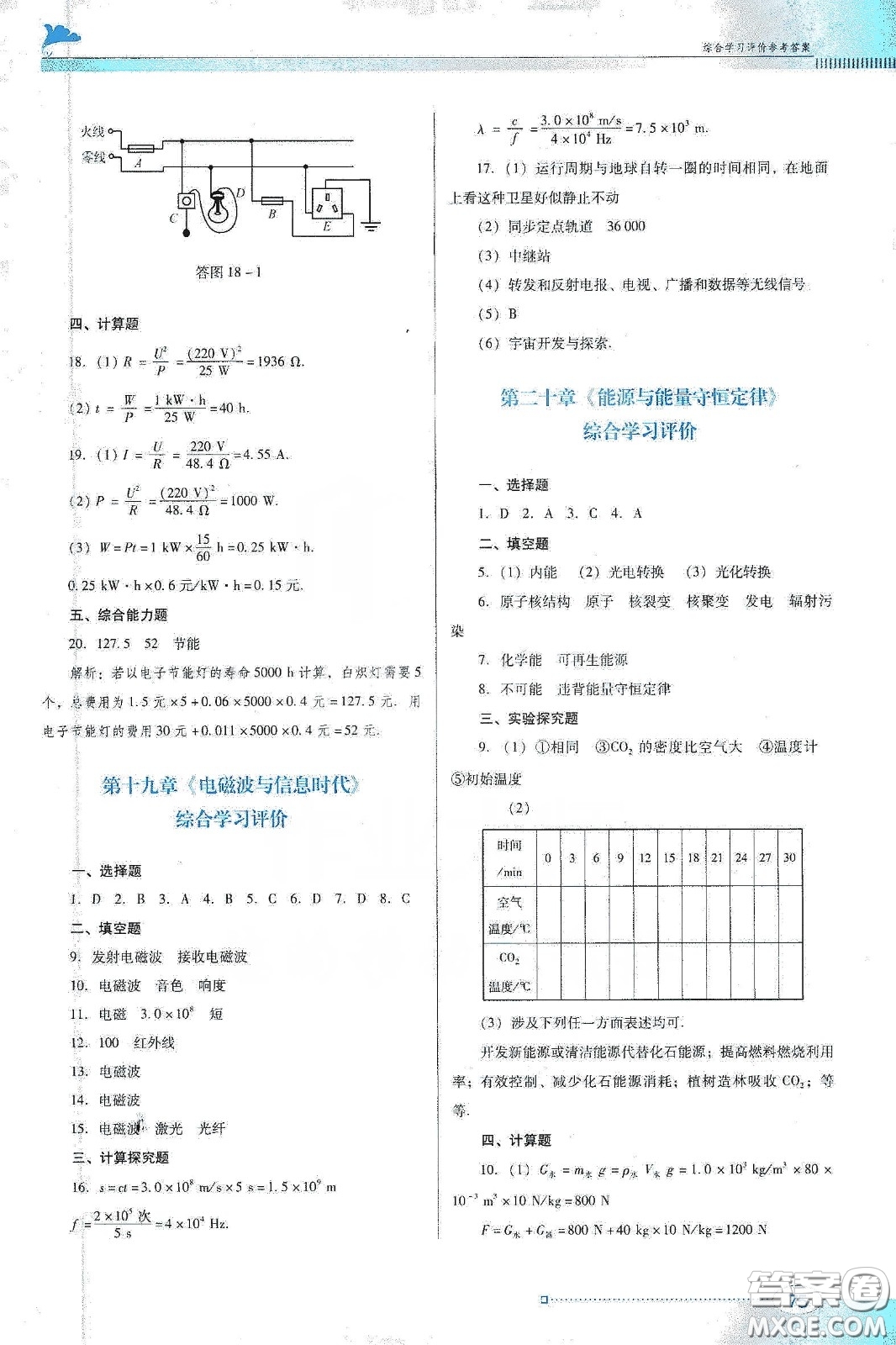 廣東教育出版社2020南方新課堂金牌學案九年級物理下冊粵教滬科版答案