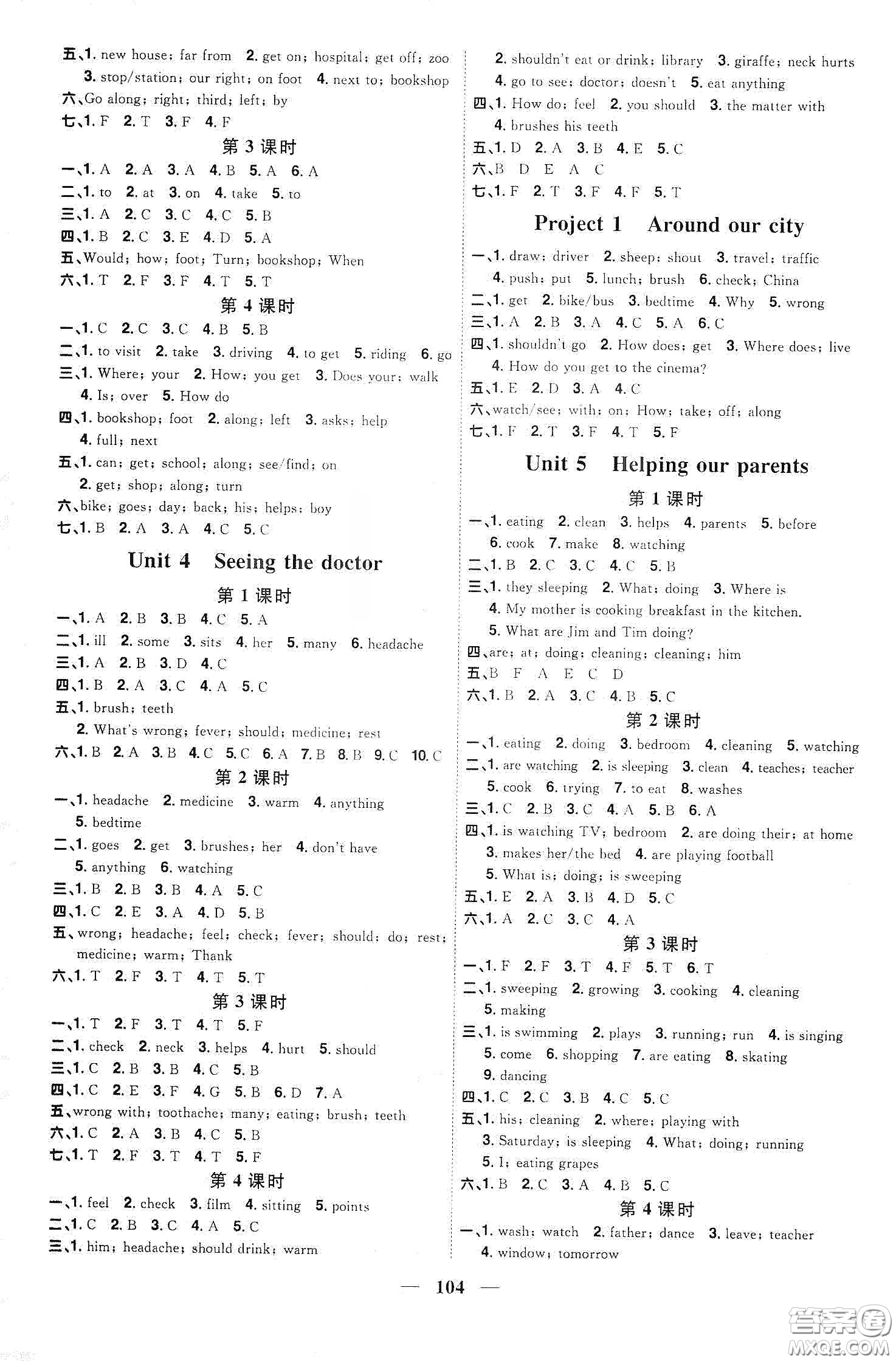 宇軒圖書2020春陽光同學(xué)課時優(yōu)化作業(yè)五年級英語下冊譯林版江蘇適用答案