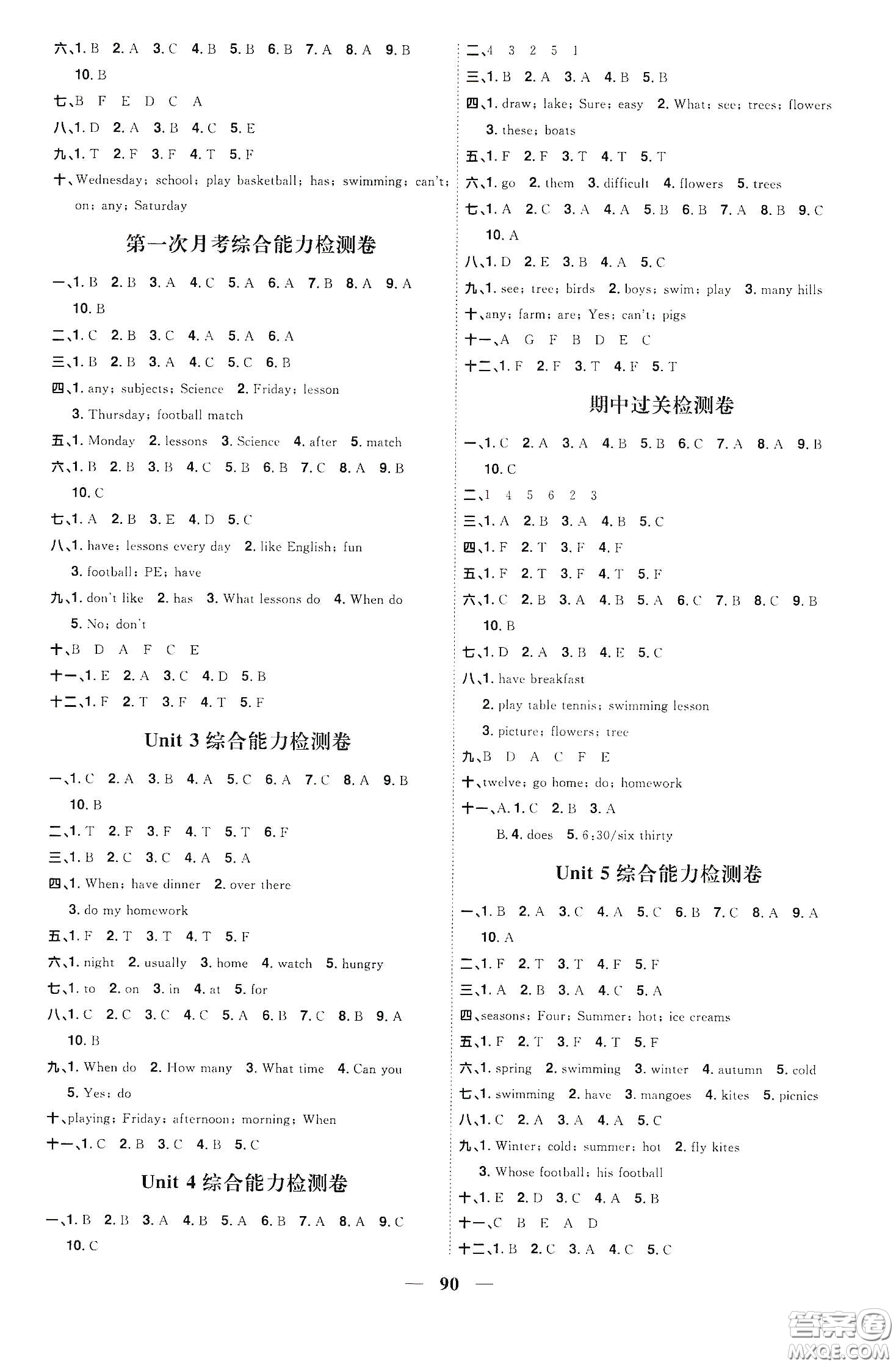 宇軒圖書2020春陽光同學(xué)課時(shí)優(yōu)化作業(yè)四年級英語下冊譯林版江蘇適用答案