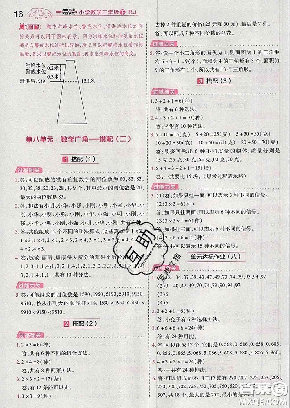 天星教育2020年一遍過(guò)小學(xué)數(shù)學(xué)三年級(jí)下冊(cè)人教版答案