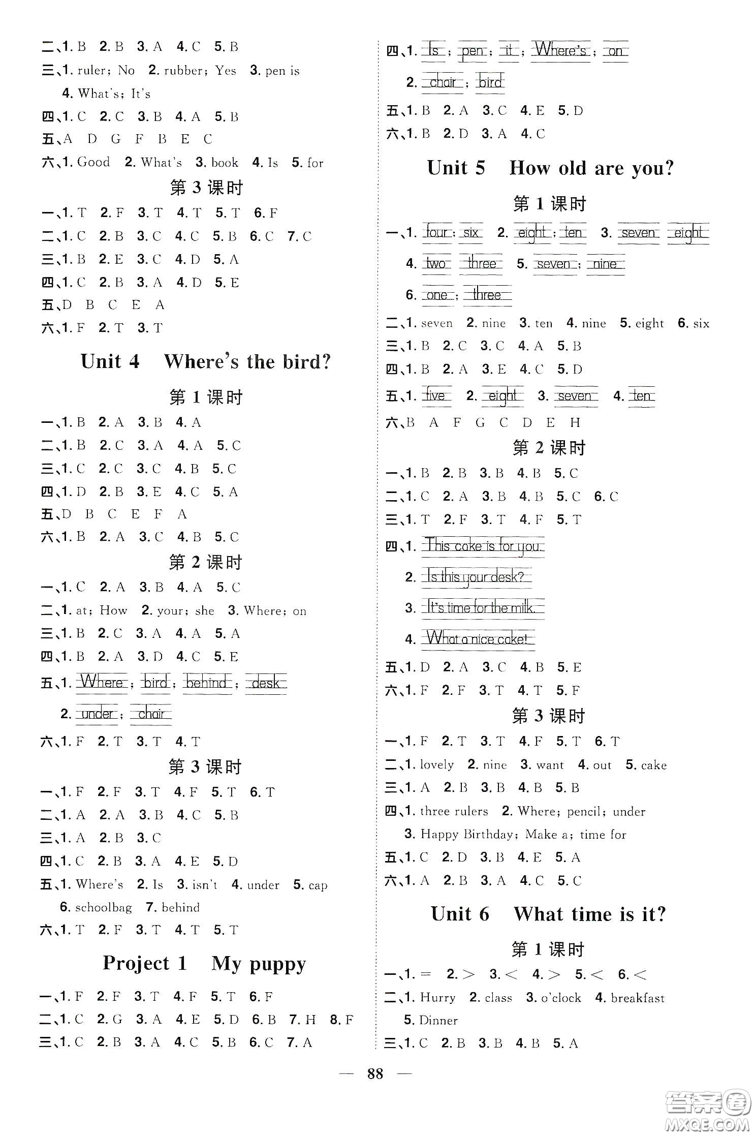 宇軒圖書2020春陽光同學課時優(yōu)化作業(yè)三年級英語下冊譯林版江蘇適用答案