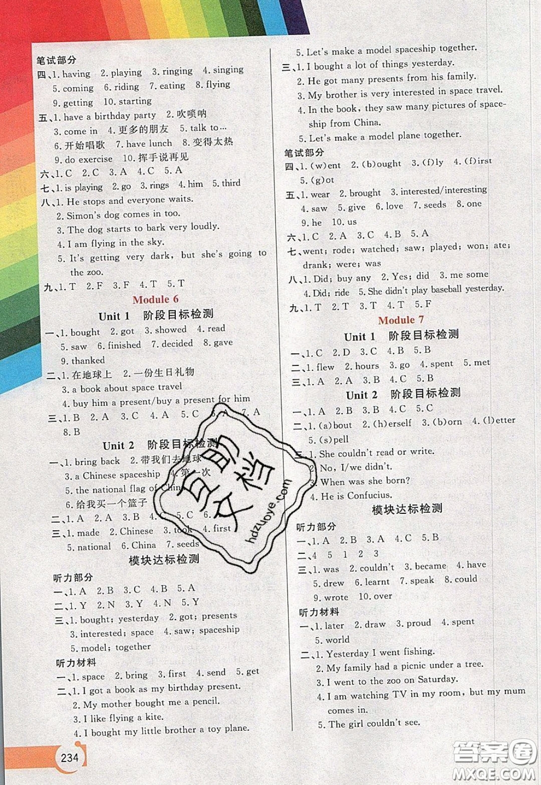 萬(wàn)向思維2020年倍速學(xué)習(xí)法教材導(dǎo)學(xué)練六年級(jí)英語(yǔ)下外研版參考答案