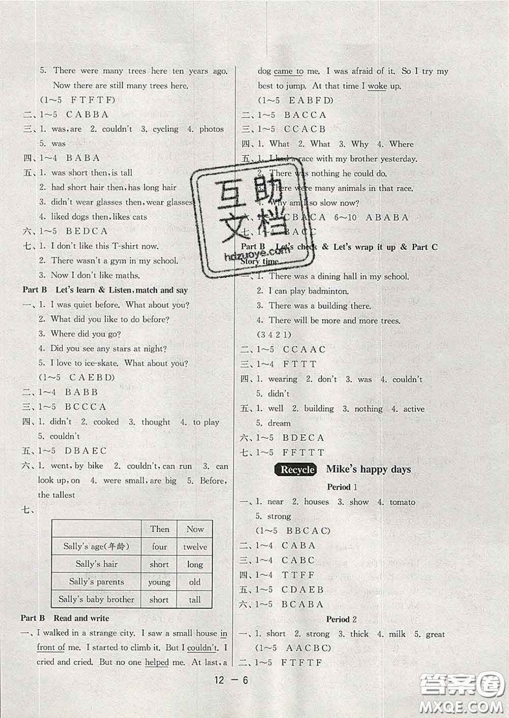 2020年1課3練單元達(dá)標(biāo)測試六年級(jí)英語下冊(cè)人教版答案