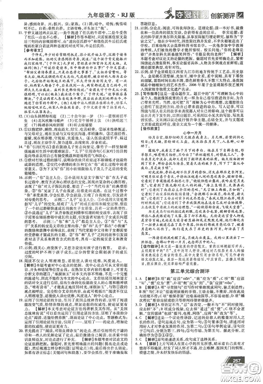 2020奪冠計(jì)劃初中創(chuàng)新測(cè)評(píng)九年級(jí)語文下冊(cè)人教版江西專版答案