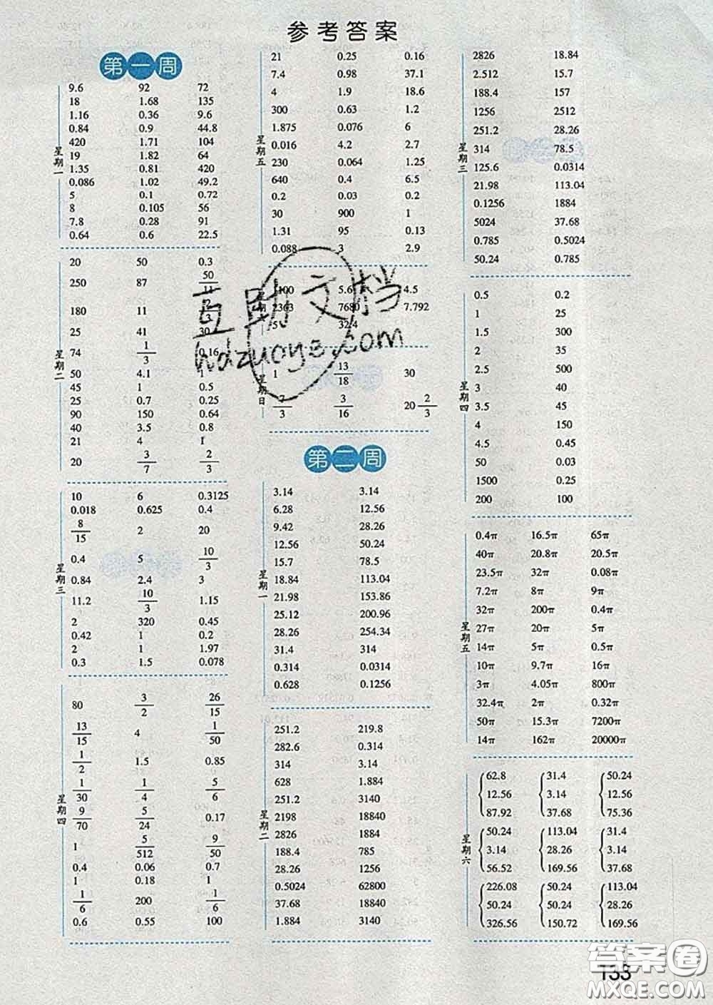 2020年經(jīng)綸學(xué)典口算達人六年級數(shù)學(xué)下冊江蘇版答案