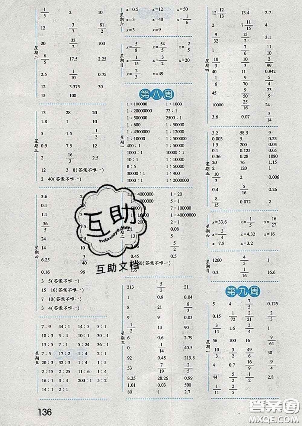 2020年經(jīng)綸學(xué)典口算達人六年級數(shù)學(xué)下冊江蘇版答案