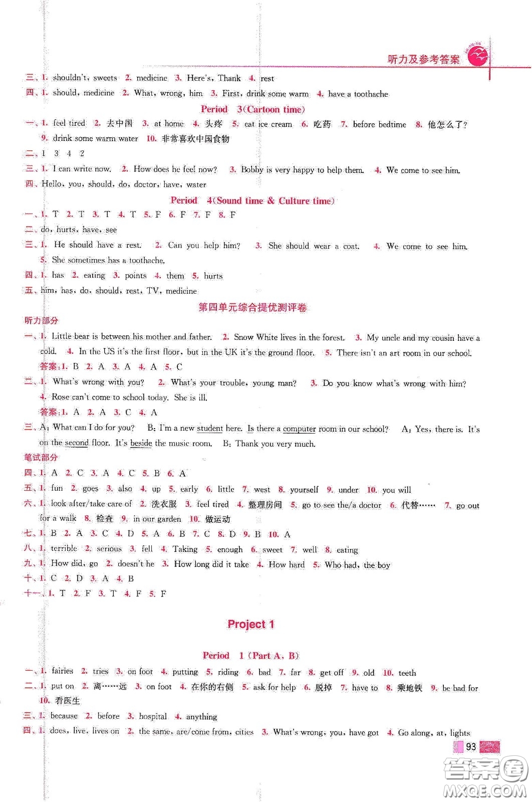 東南大學(xué)出版社2020名師點(diǎn)撥培優(yōu)訓(xùn)練五年級(jí)英語下冊江蘇版答案
