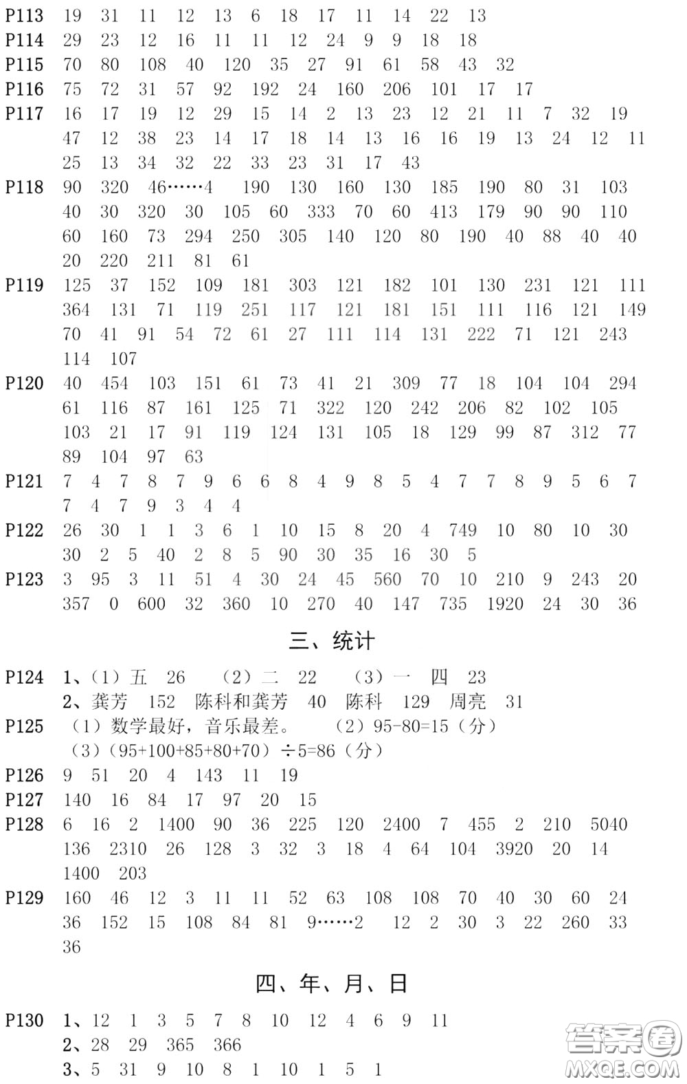 河海大學(xué)出版社2020年瘋狂口算小學(xué)數(shù)學(xué)口算題卡3年級(jí)參考答案