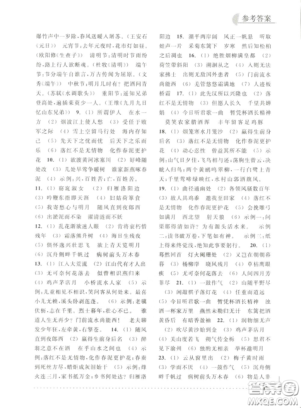 南方出版社2020年尖子生培優(yōu)教材專項集訓語文初中綜合版參考答案