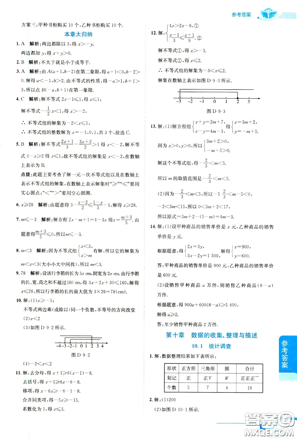 2020年中學(xué)教材全解七年級數(shù)學(xué)下RJ人教版參考答案
