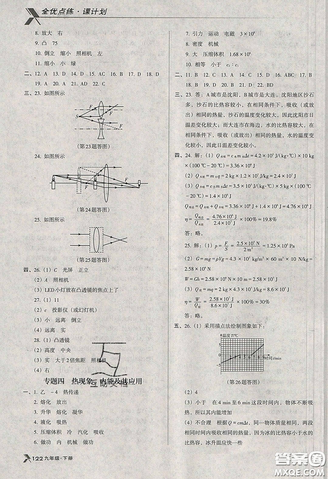 遼海出版社2020全優(yōu)點練課計劃九年級物理下冊人教版答案