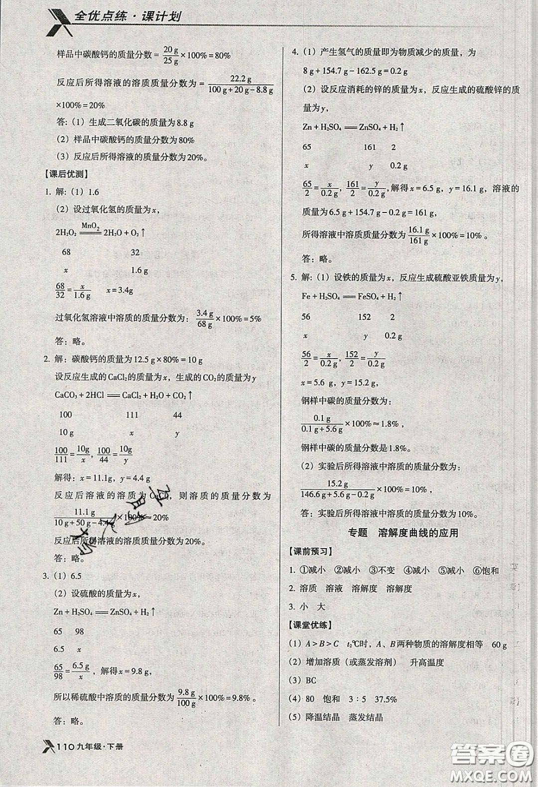 遼海出版社2020全優(yōu)點(diǎn)練課計(jì)劃九年級(jí)化學(xué)下冊(cè)人教版答案