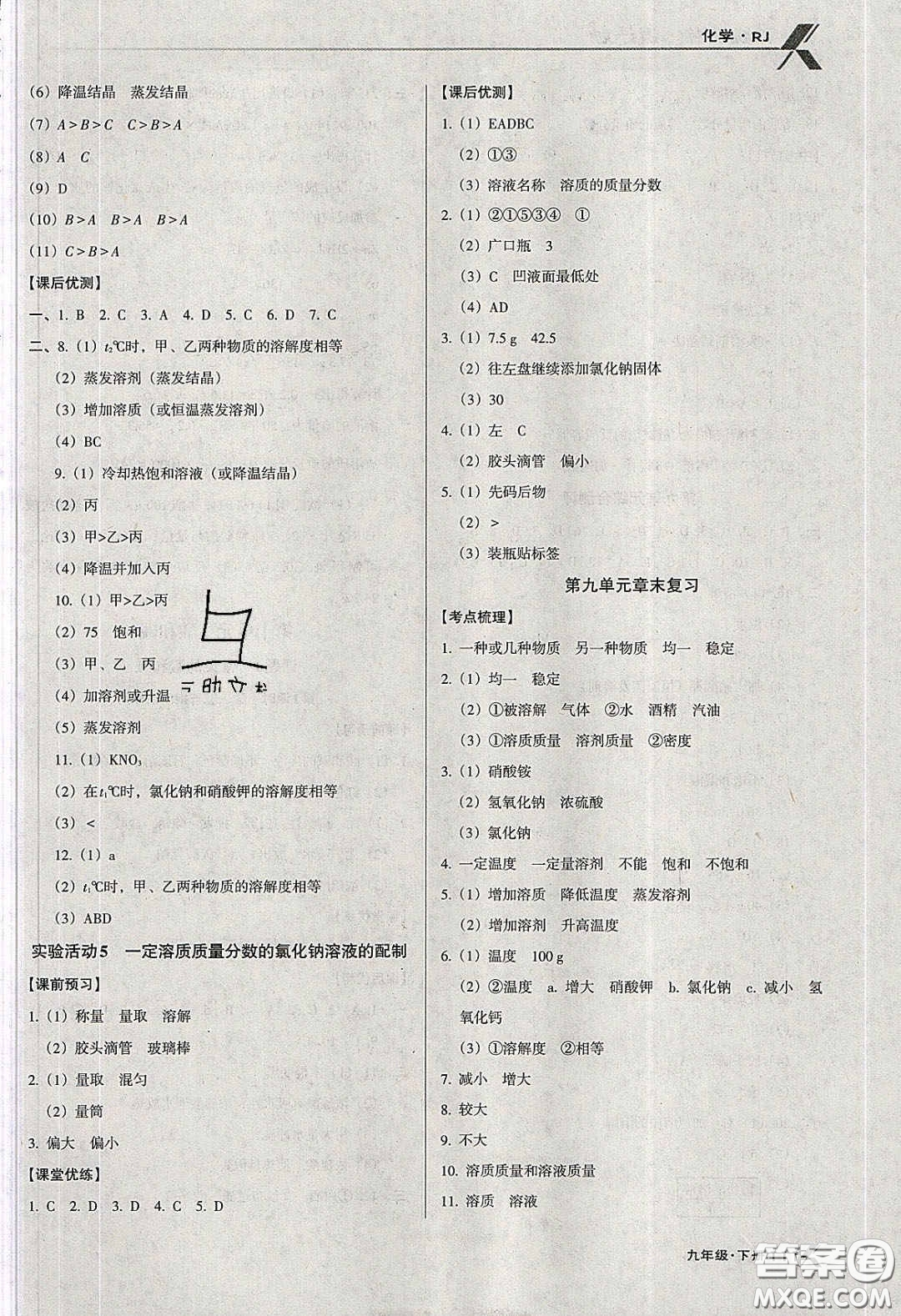 遼海出版社2020全優(yōu)點(diǎn)練課計(jì)劃九年級(jí)化學(xué)下冊(cè)人教版答案