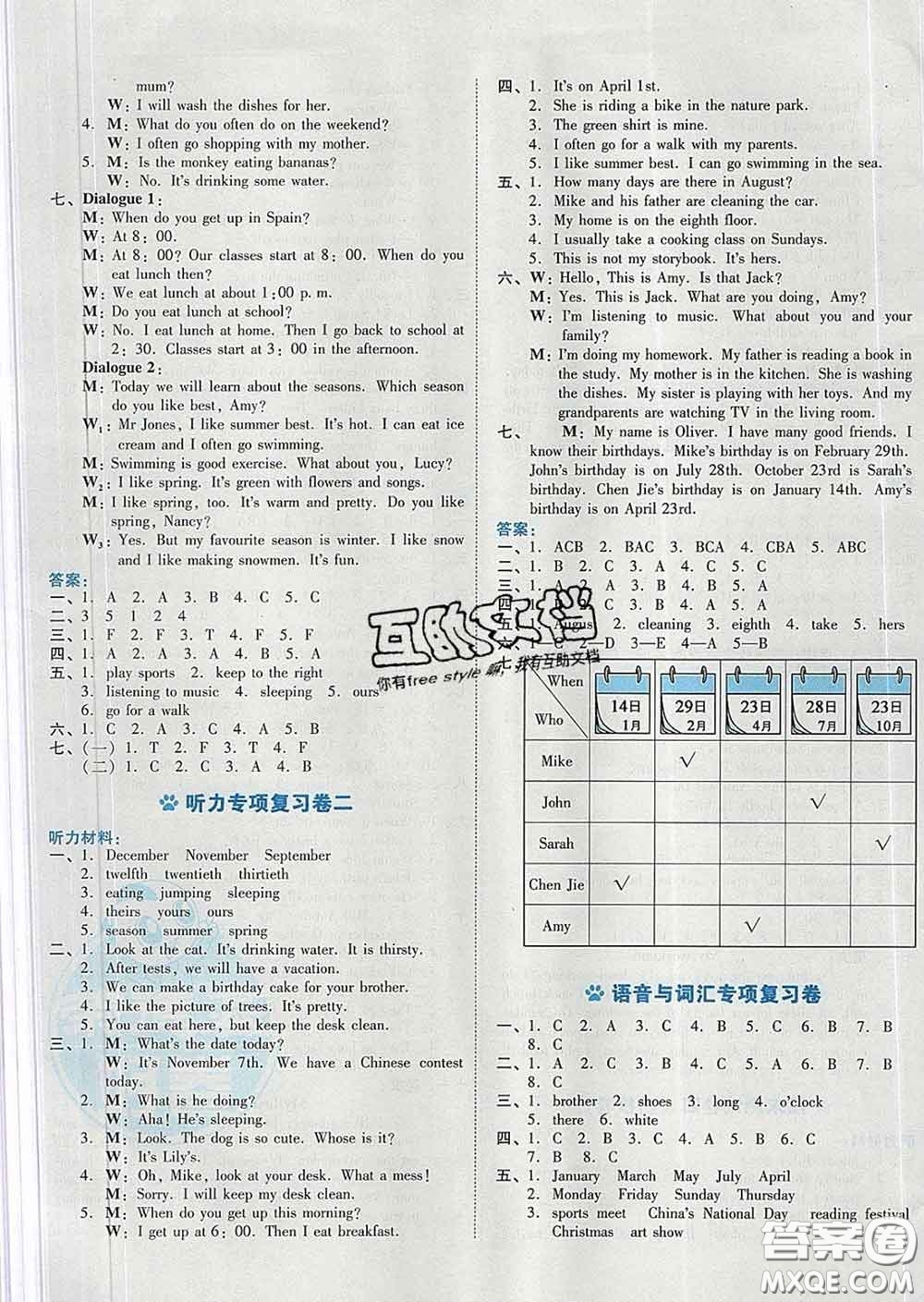 吉林教育出版社2020春季榮德基好卷五年級(jí)英語(yǔ)下冊(cè)人教版答案