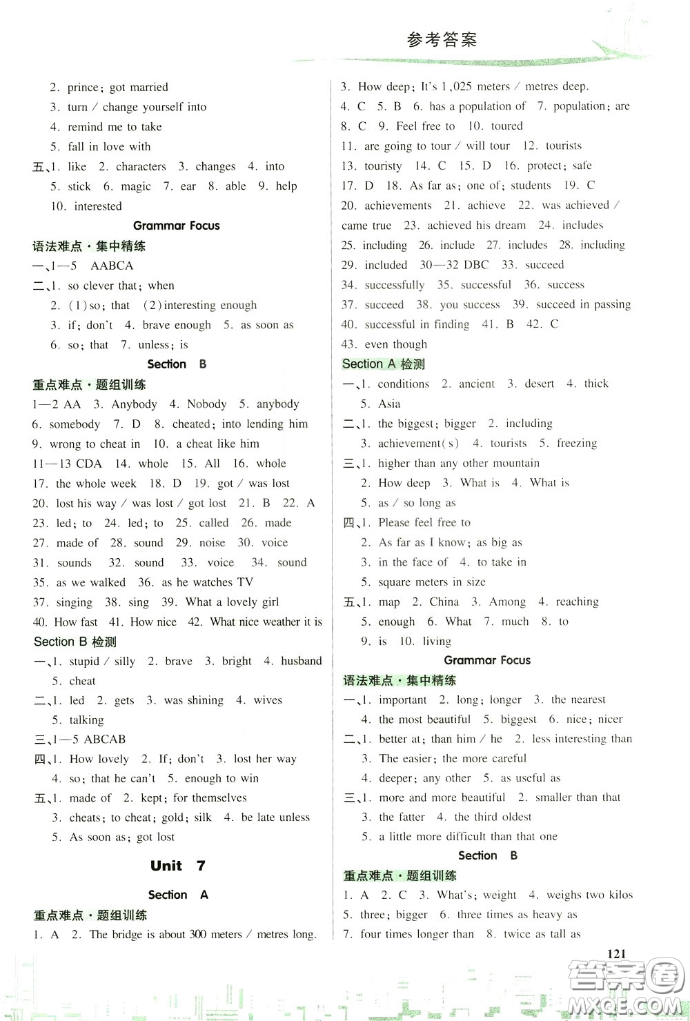 2020年走向名?？键c精講精練8年級英語下冊RJ人教版參考答案