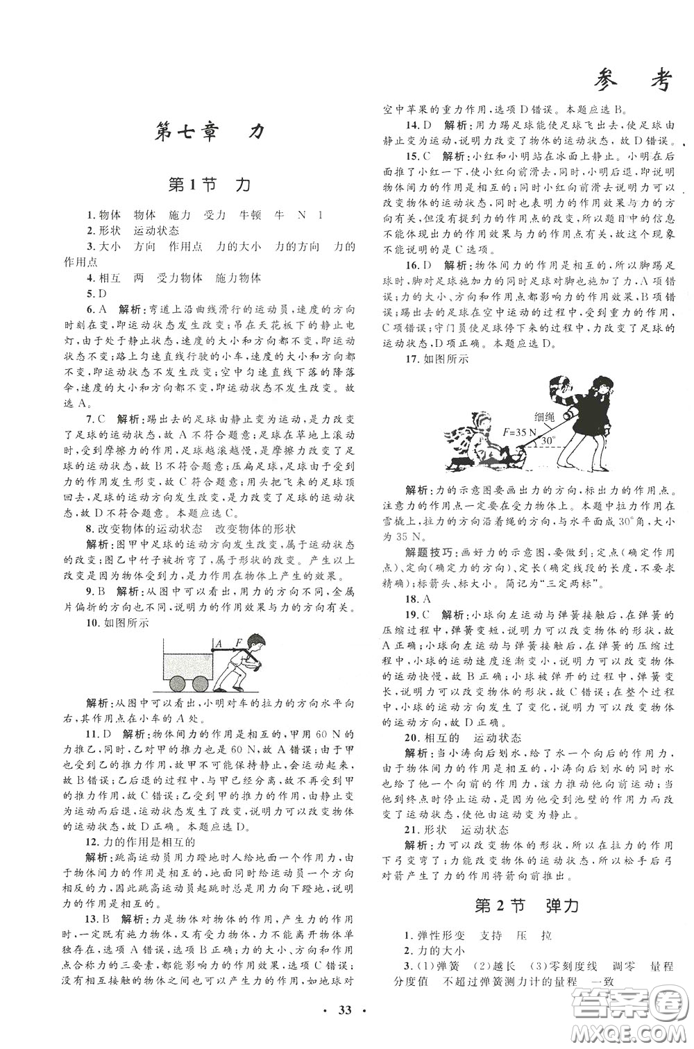 鐘書(shū)金牌2020年非常1+1完全題練八年級(jí)下冊(cè)物理R版人教版參考答案