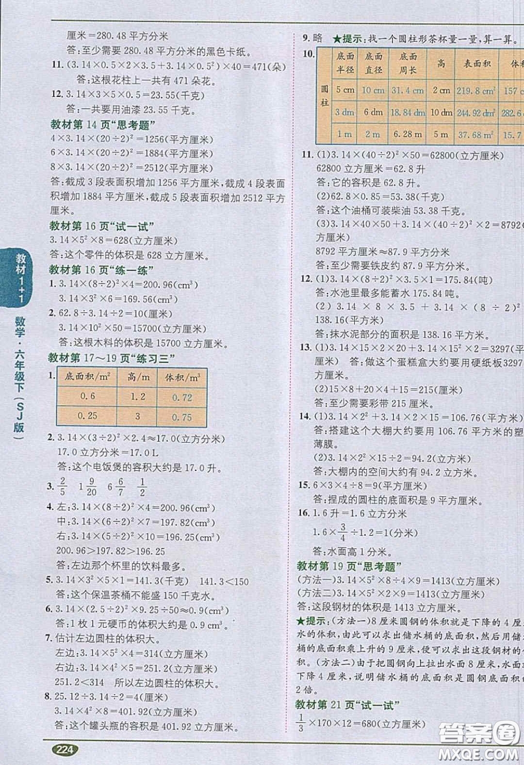 江蘇鳳凰教育出版社義務(wù)教育教科書(shū)2020數(shù)學(xué)六年級(jí)下冊(cè)蘇教版教材習(xí)題答案