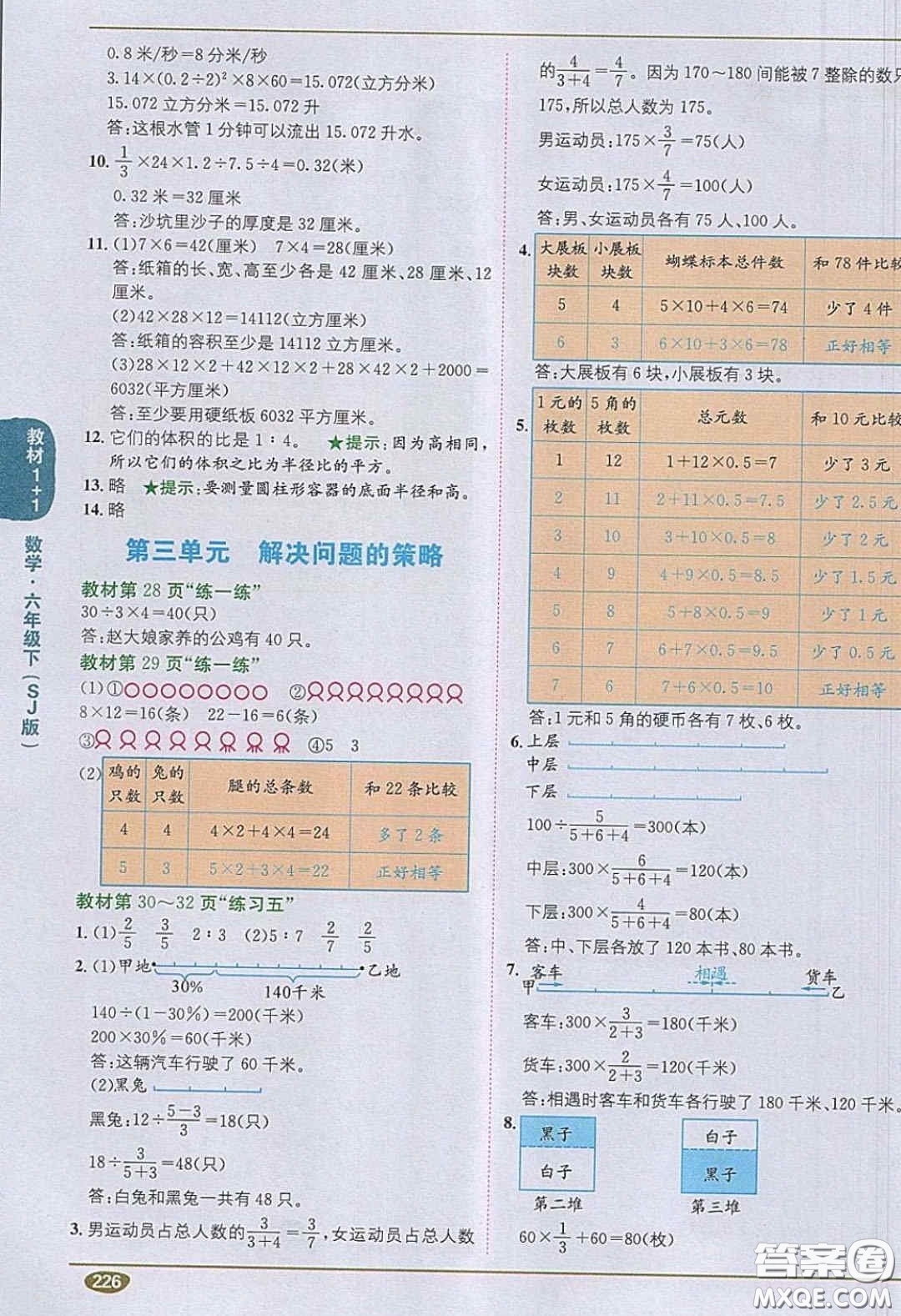 江蘇鳳凰教育出版社義務(wù)教育教科書(shū)2020數(shù)學(xué)六年級(jí)下冊(cè)蘇教版教材習(xí)題答案
