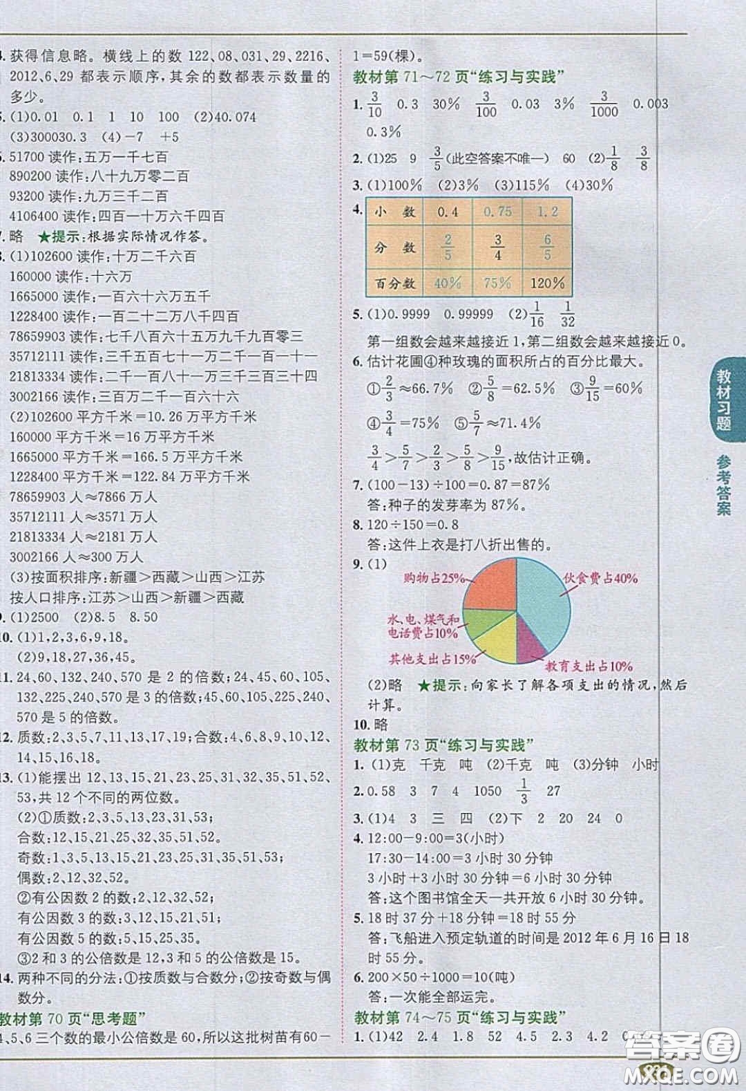 江蘇鳳凰教育出版社義務(wù)教育教科書(shū)2020數(shù)學(xué)六年級(jí)下冊(cè)蘇教版教材習(xí)題答案
