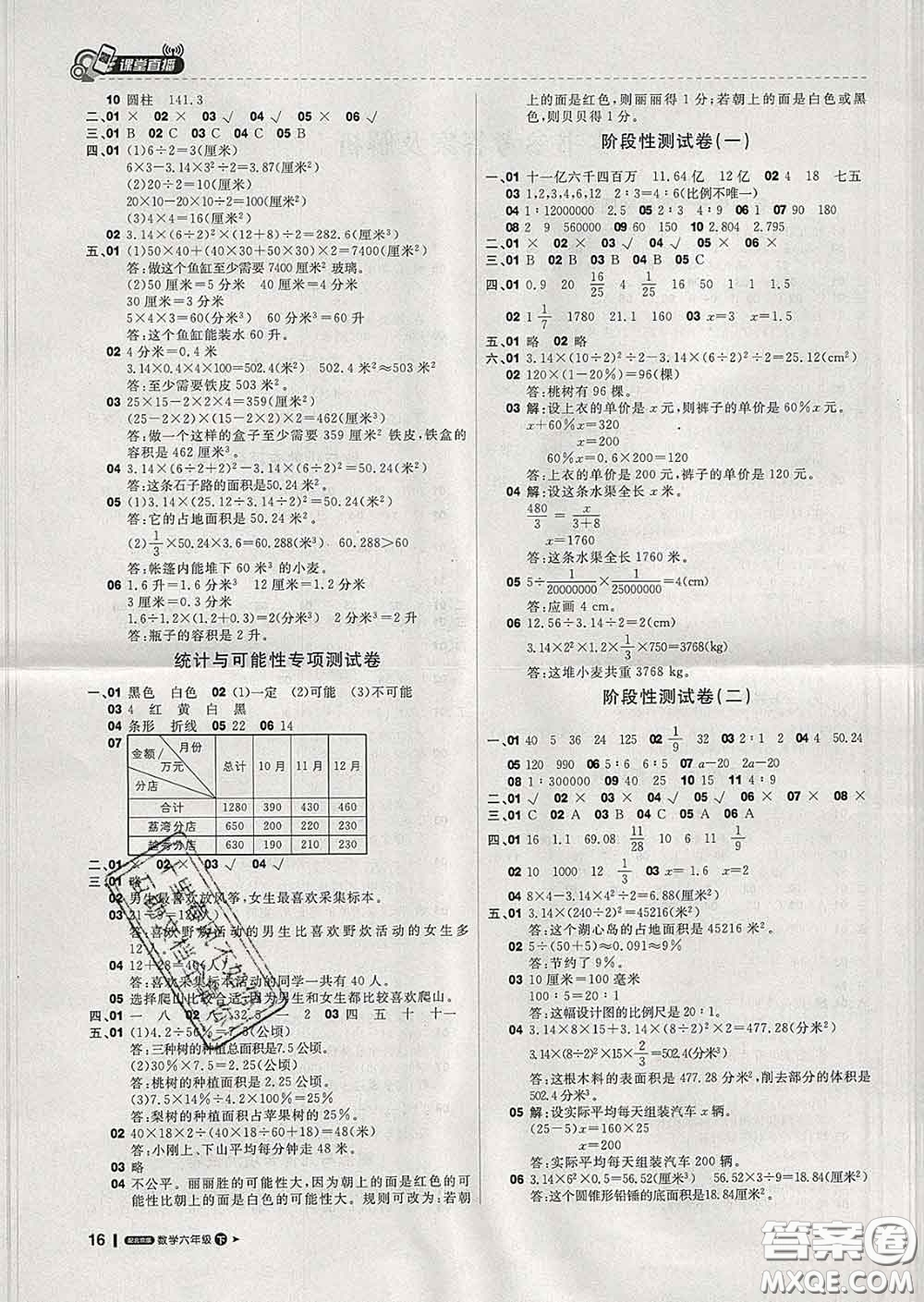 2020春新版1加1輕巧奪冠課堂直播六年級(jí)數(shù)學(xué)下冊(cè)北京版答案