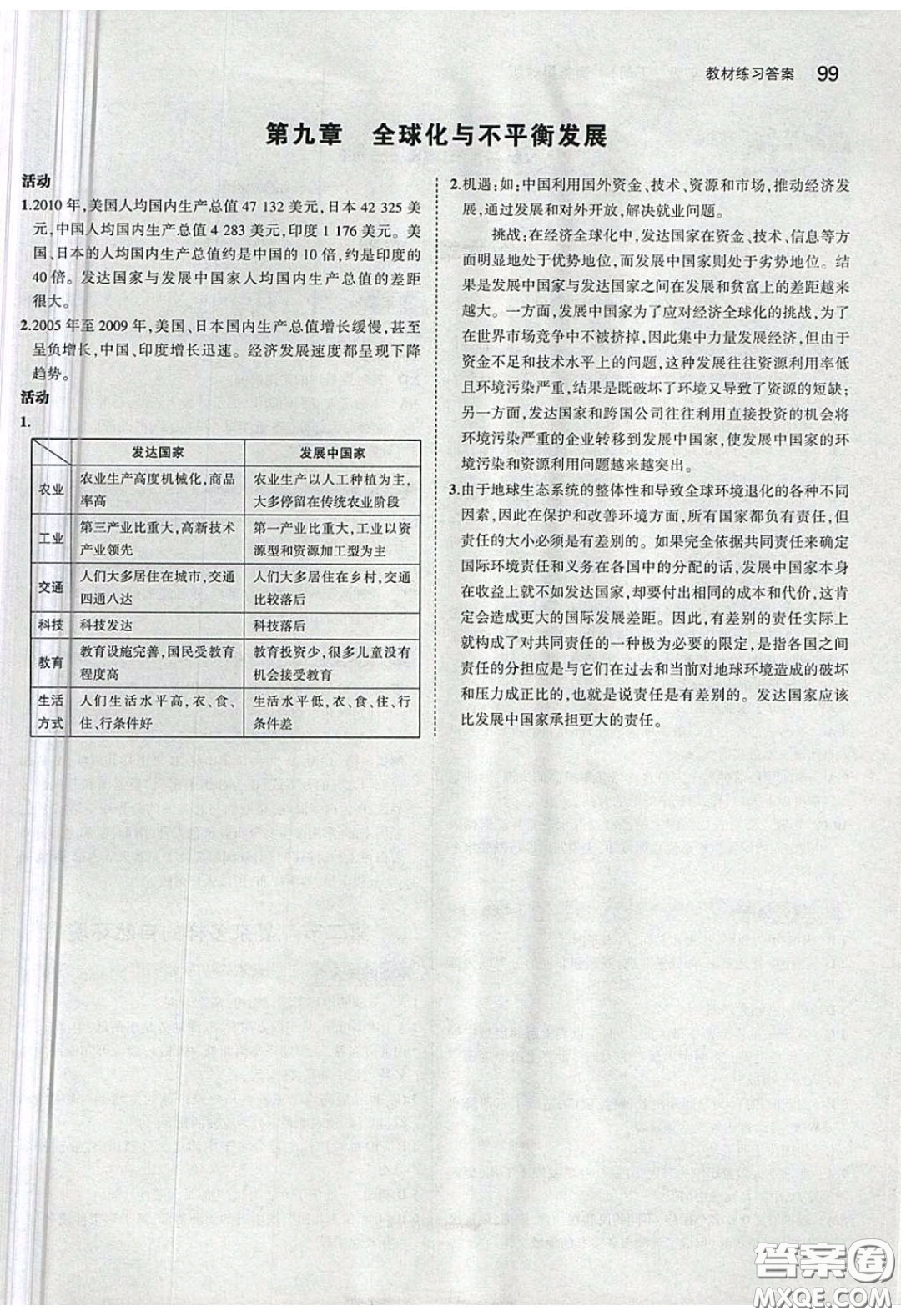 商務(wù)印書館2020義務(wù)教育教科書七年級地理下冊商務(wù)星球版答案