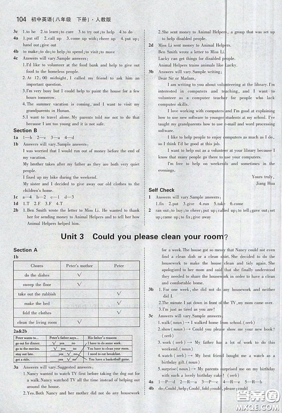 人民教育出版社2020義務(wù)教育教科書英語八年級(jí)下冊(cè)人教版教材習(xí)題答案