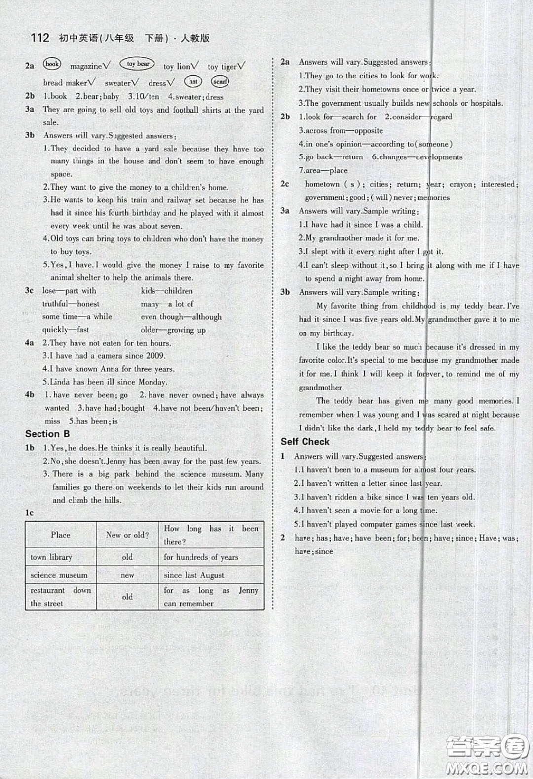 人民教育出版社2020義務(wù)教育教科書英語八年級(jí)下冊(cè)人教版教材習(xí)題答案