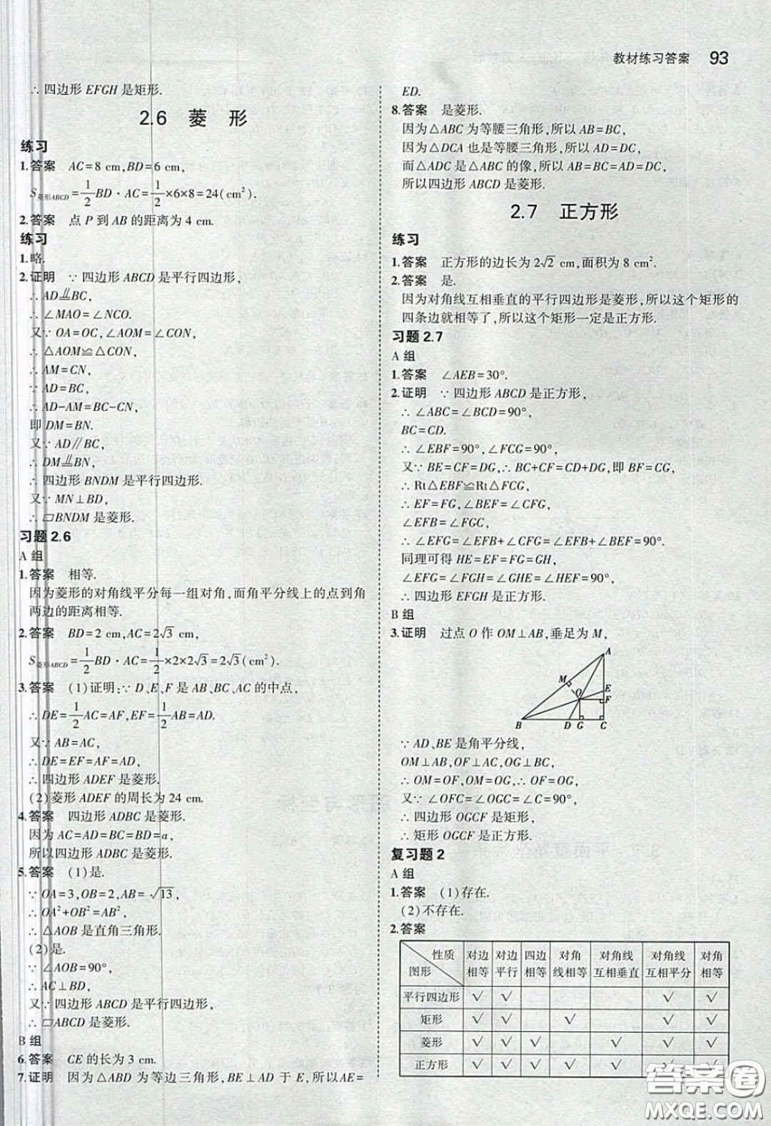 湖南教育出版社2020義務(wù)教育教科書(shū)八年級(jí)數(shù)學(xué)下冊(cè)湘教版課后習(xí)題答案