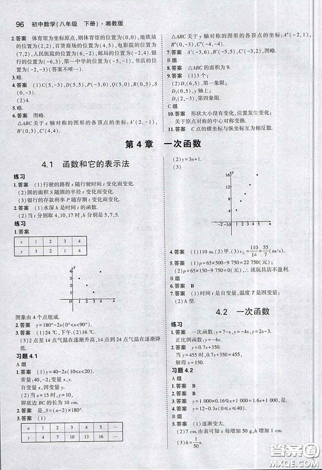 湖南教育出版社2020義務(wù)教育教科書(shū)八年級(jí)數(shù)學(xué)下冊(cè)湘教版課后習(xí)題答案