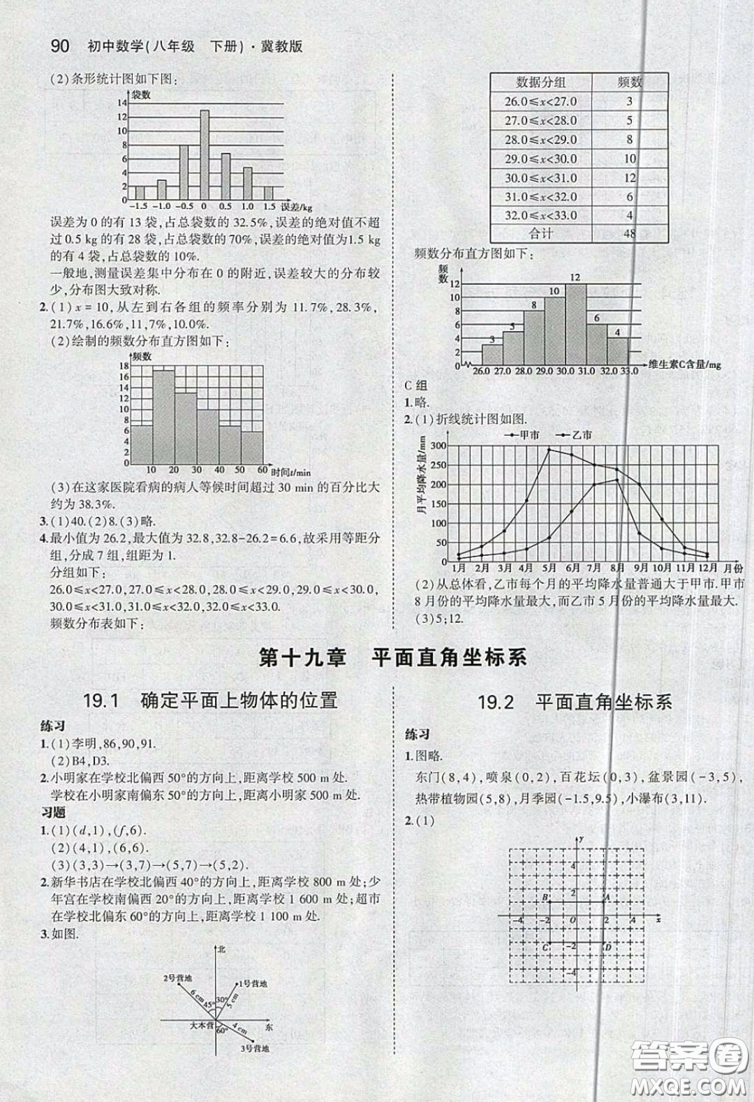 河北教育出版社2020義務(wù)教育教科書(shū)八年級(jí)數(shù)學(xué)下冊(cè)冀教版教材課后習(xí)題答案