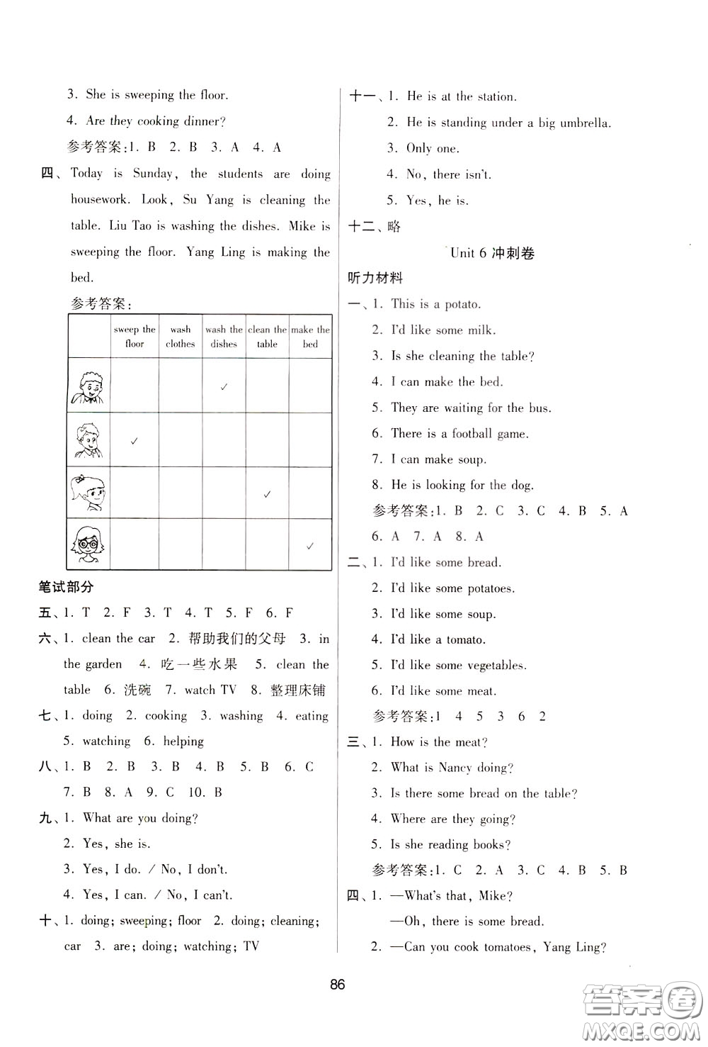 南京大學(xué)出版社2020年名師點(diǎn)撥期末沖刺滿(mǎn)分卷五年級(jí)下冊(cè)英語(yǔ)參考答案