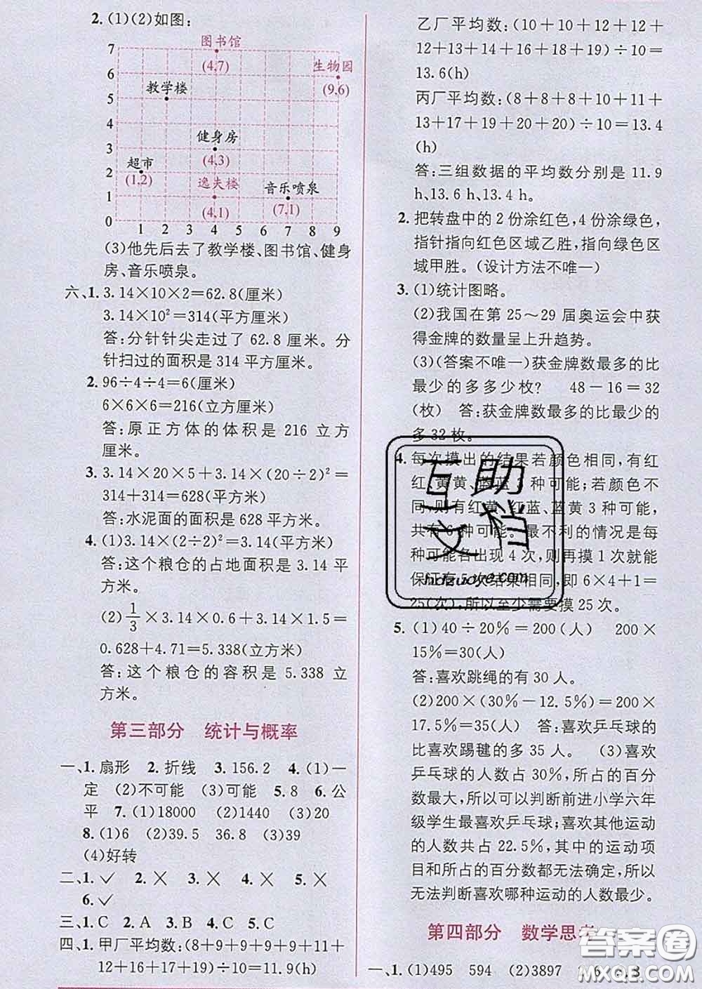 新疆青少年出版社2020春教材1加1六年級數(shù)學下冊人教版答案