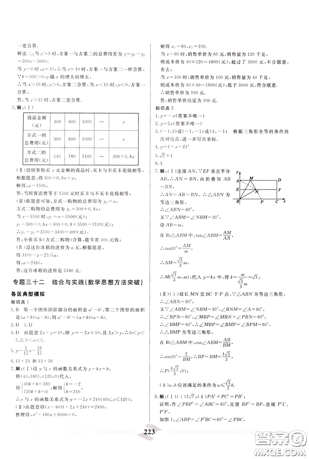 天津人民出版社2020年一飛沖天中考專項精品試題分類數(shù)學參考答案