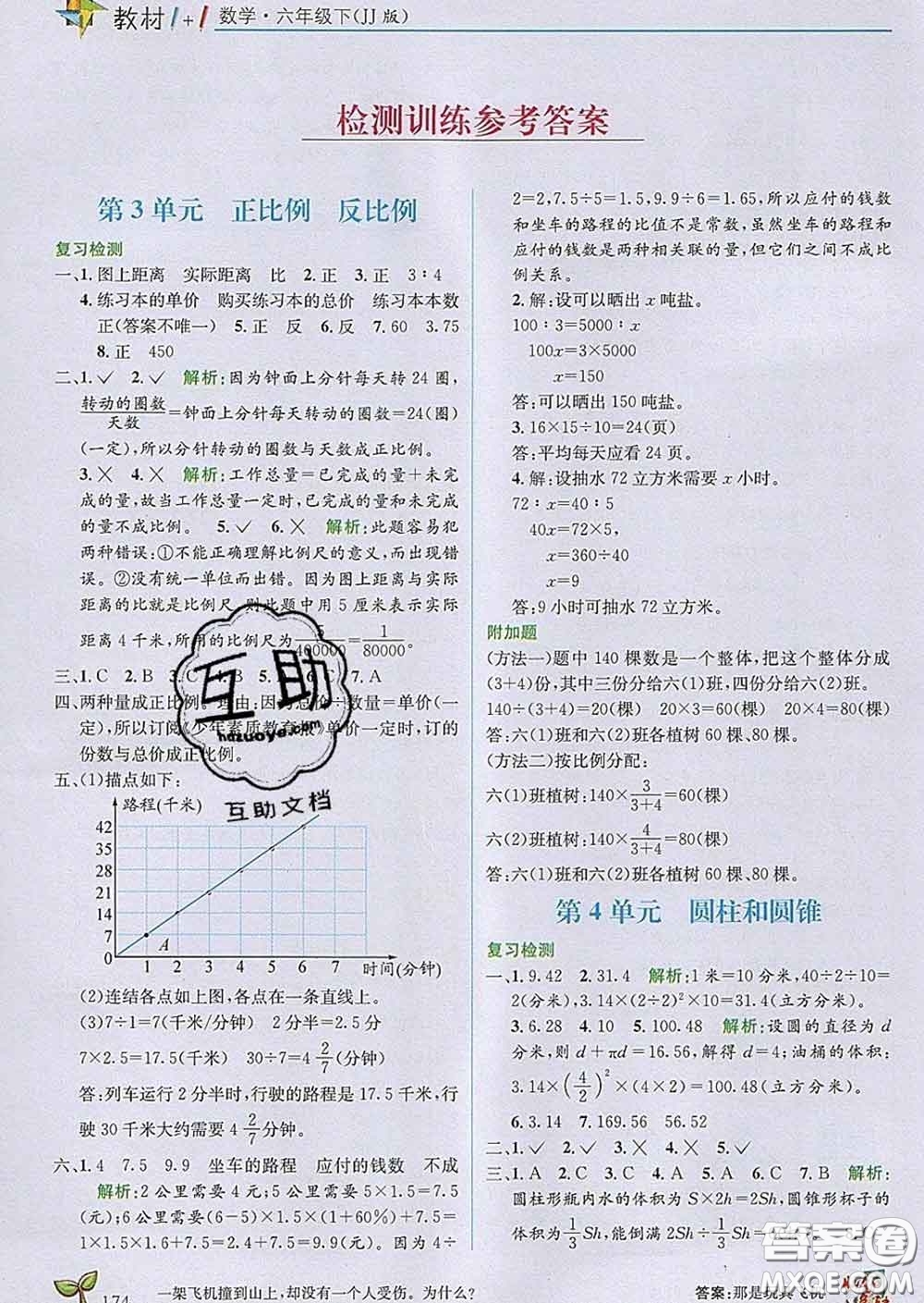 新疆青少年出版社2020春教材1加1六年級(jí)數(shù)學(xué)下冊(cè)冀教版答案