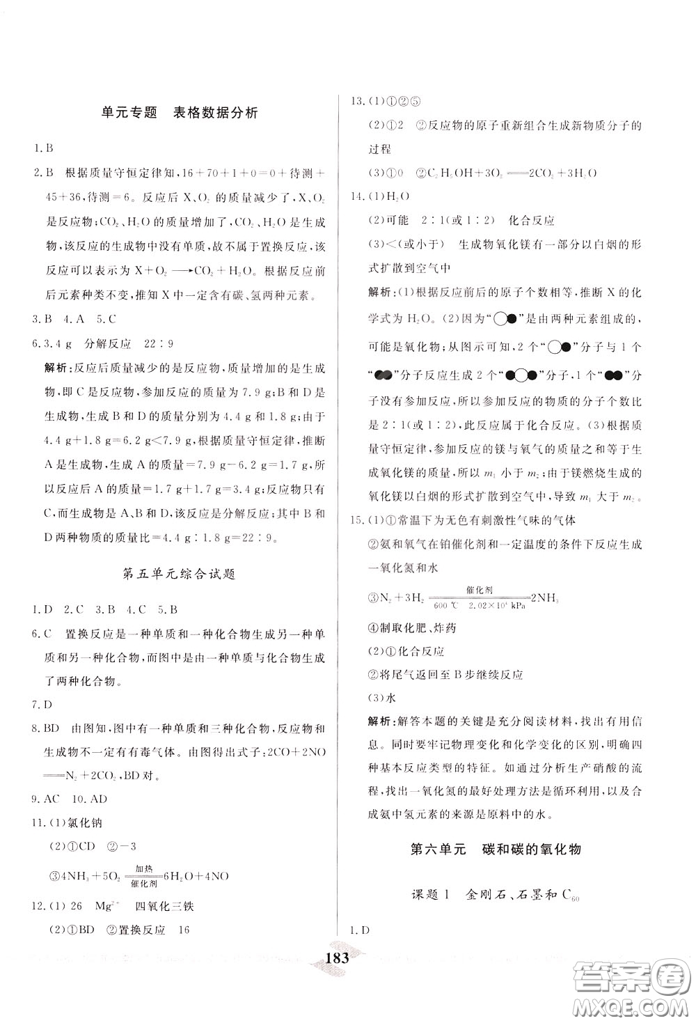 天津人民出版社2020年一飛沖天中考專(zhuān)項(xiàng)精品試題分類(lèi)化學(xué)參考答案
